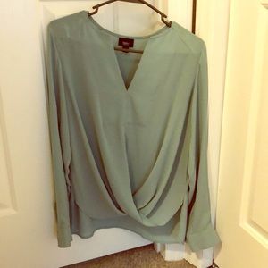 Blue work blouse.